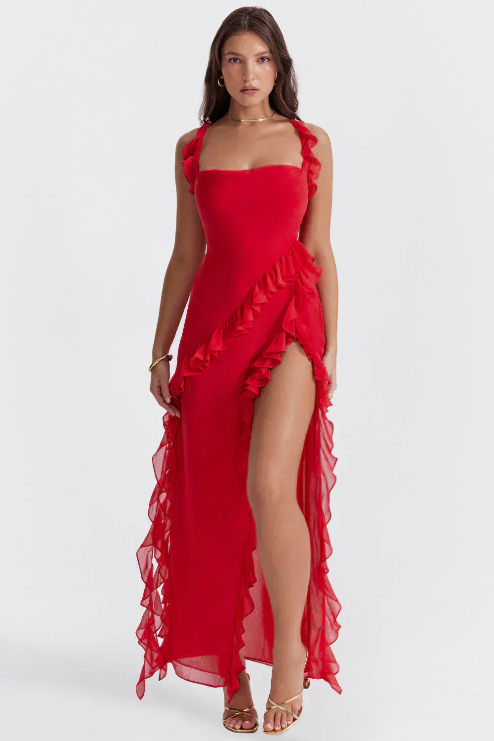 Abito Maxi Donna con Fessura Stile Elegante