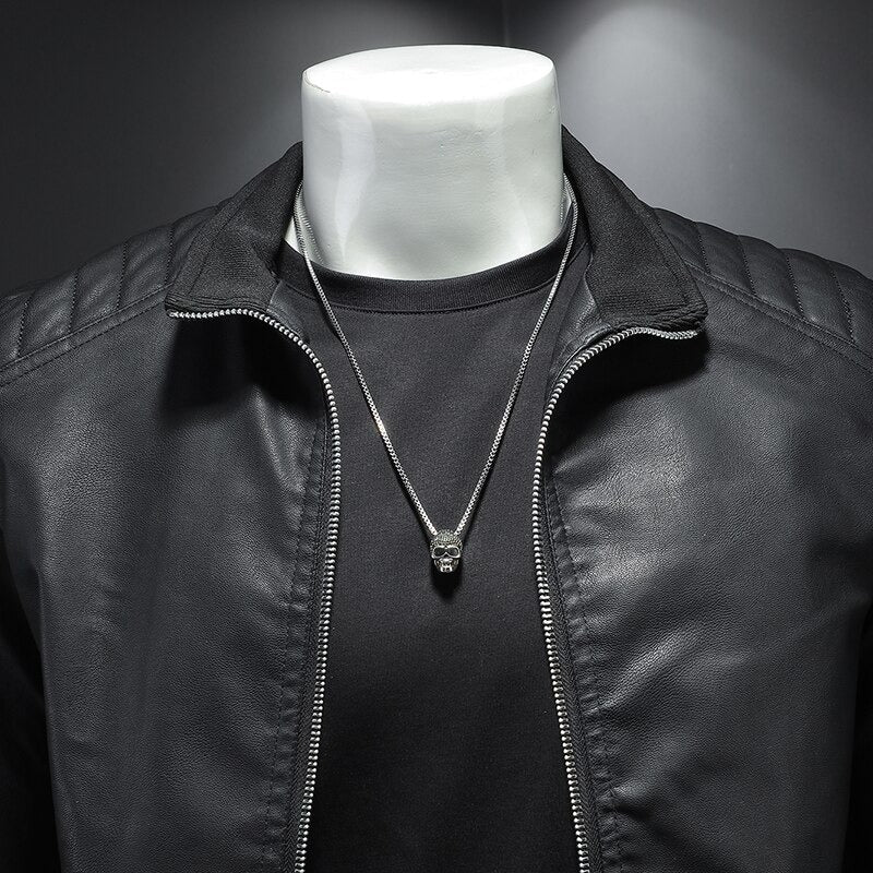 Giacca Biker Uomo Zip Frontale Stile Classico