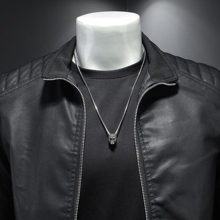 Giacca Biker Uomo Zip Frontale Stile Classico