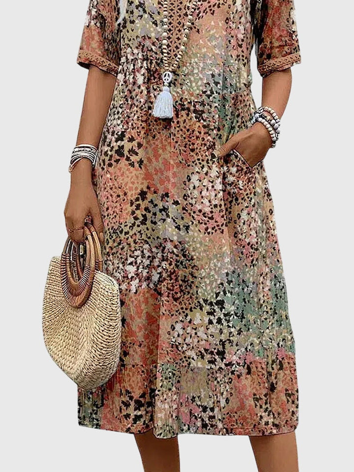 Abito Midi Donna in Tessuto Leggero Stampa Floreale Linea Femminile