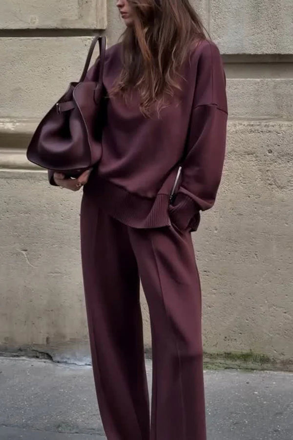 Completo Casa Donna Felpa Collo Alto Pantaloni Larga - Vesarelli