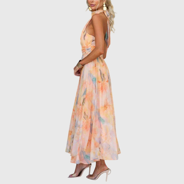 Abito Maxi Donna Collo Halter Linea Allungante Estivo