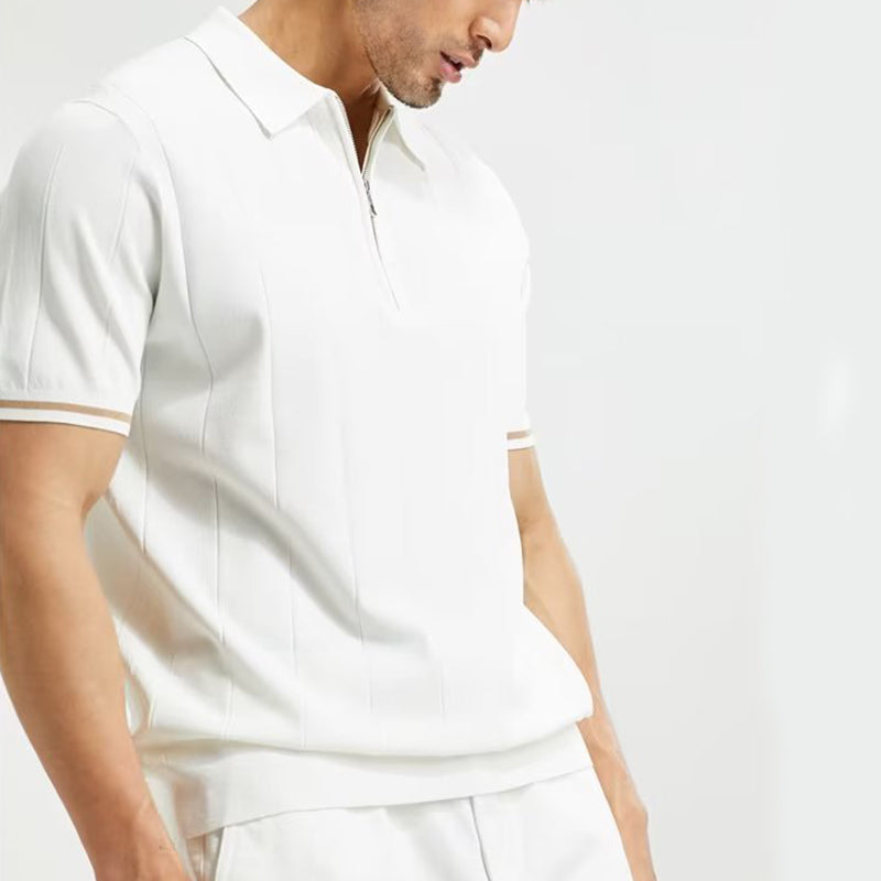 Polo Uomo Cotone Manica Corta Collo con Cerniera