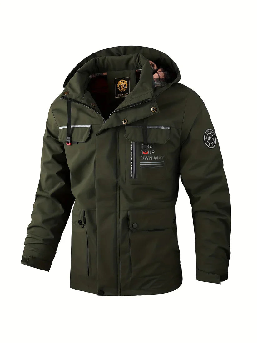 Giacca Invernale Uomo Impermeabile Cappuccio Isolante Antivento Cargo