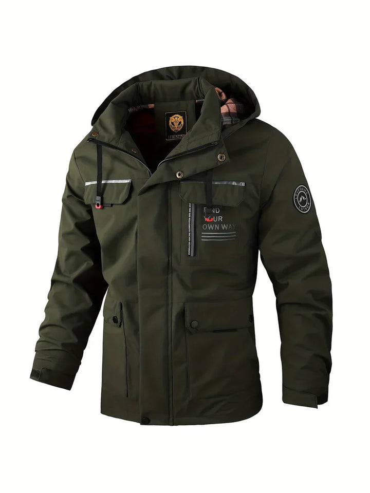 Giacca Invernale Uomo Impermeabile Cappuccio Isolante Antivento Cargo