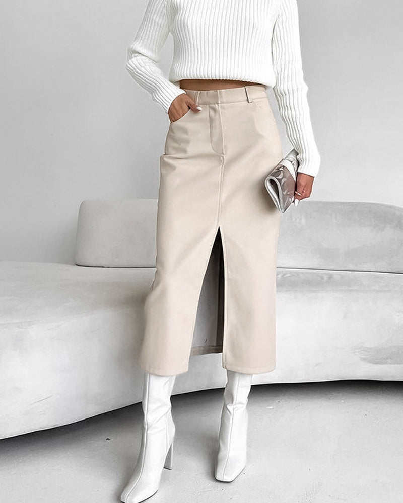 Gonna Donna in Pelle Vita Alta Slim