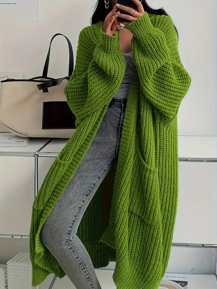 Cardigan Donna Maglia Lunga Oversize Aperto Comodo