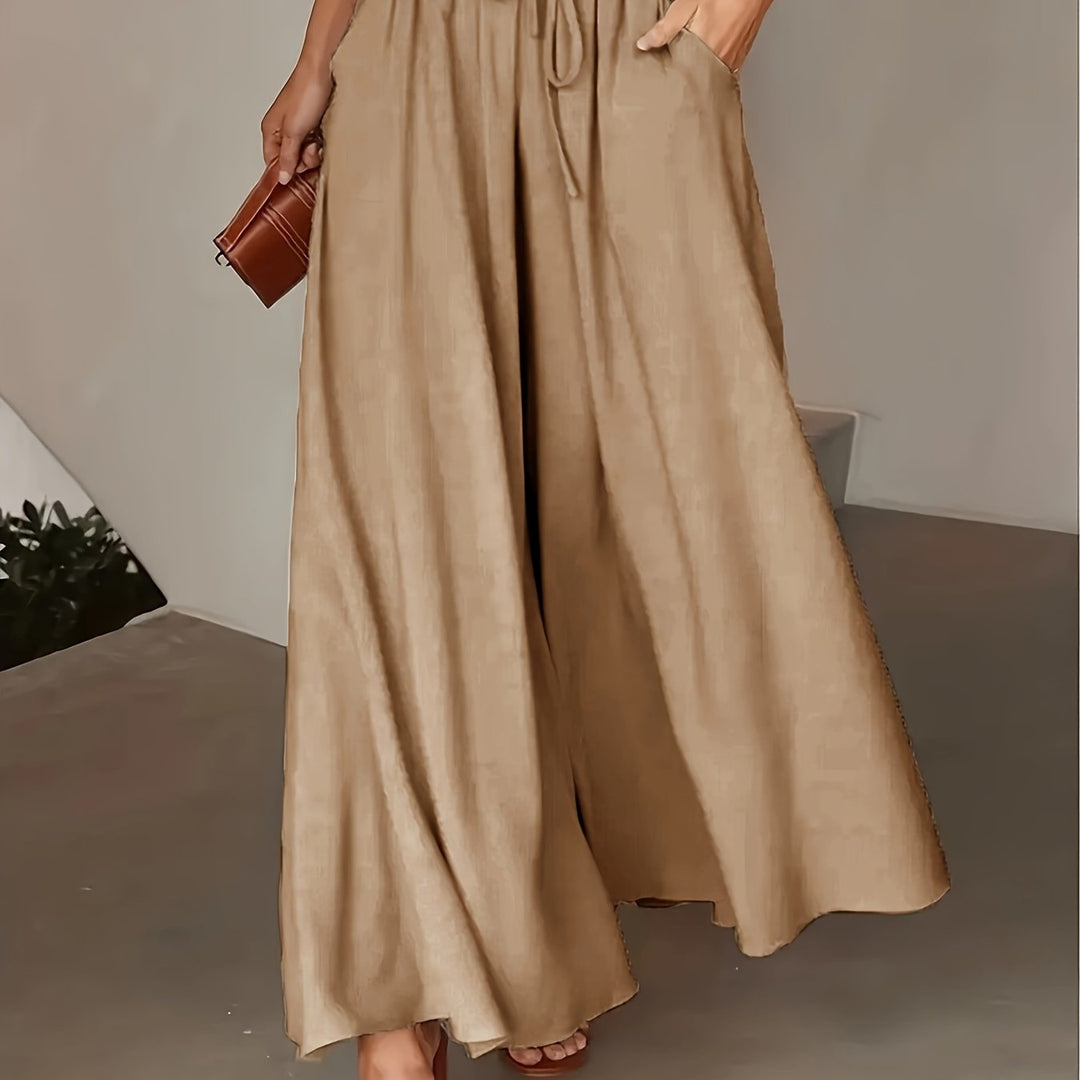 Pantaloni Palazzo Donna Vita Alta Stile Boho Comfort Estivo