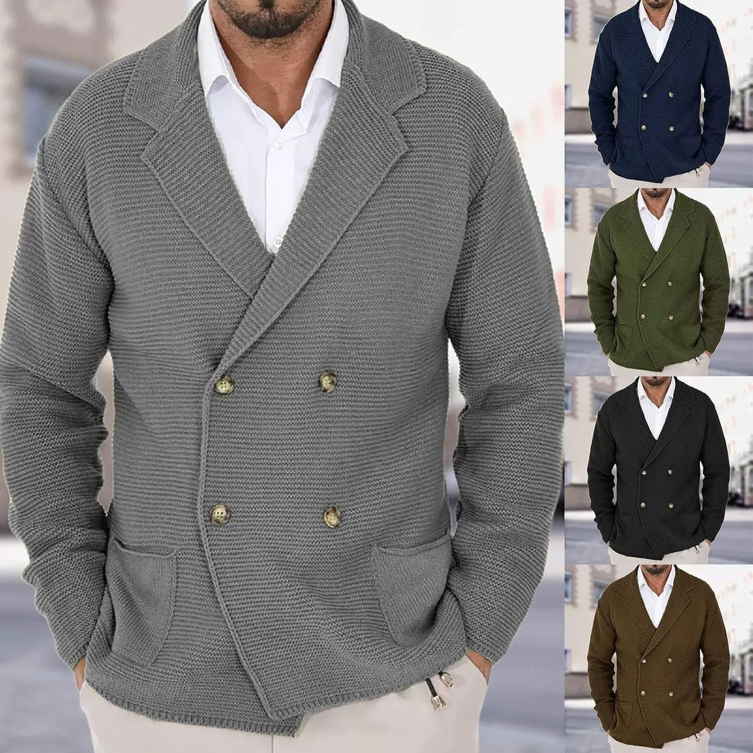 Cardigan Uomo Maglione Leggero Maglia Doppiopetto Aderente Colletto - Vesarelli