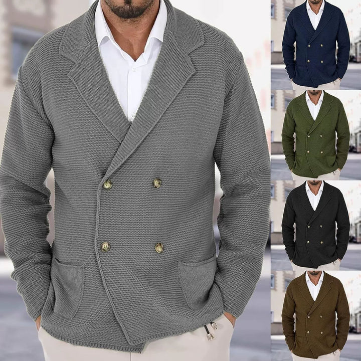 Cardigan Uomo Maglione Leggero Maglia Doppiopetto Aderente Colletto - Vesarelli