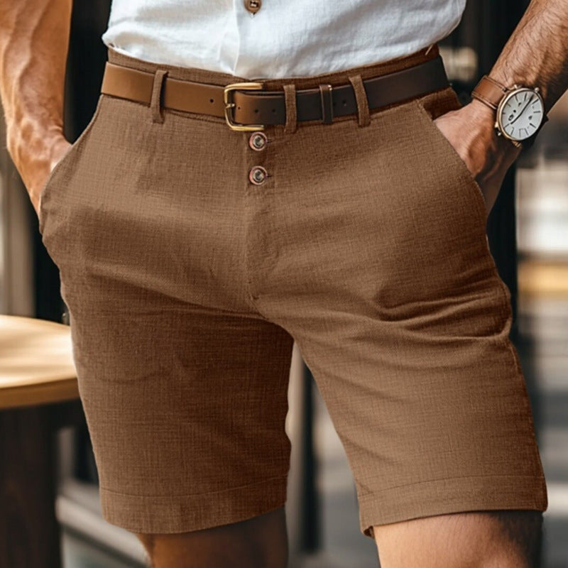 Pantaloncini Uomo in Lino Leggeri Traspiranti con Bottoni