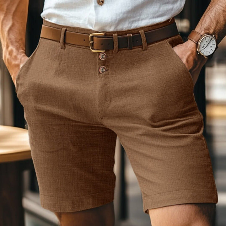 Pantaloncini Uomo in Lino Leggeri Traspiranti con Bottoni