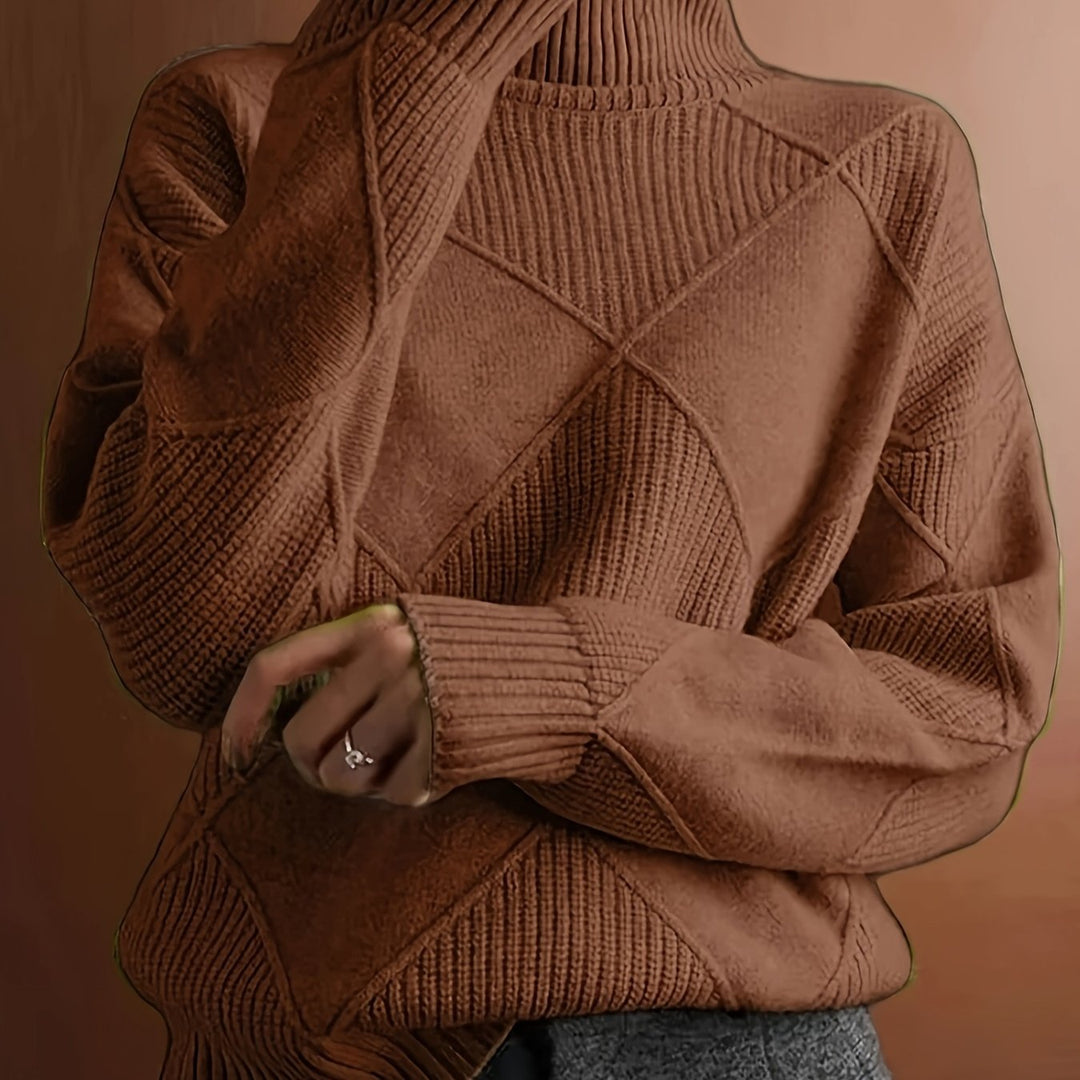 Maglione Donna Lavorato a Maglia Collo Alto