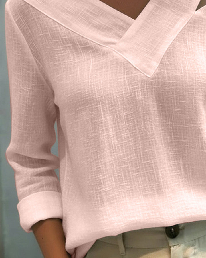 Donna Elegante Scollo a V Asimmetrico Manica Corta
