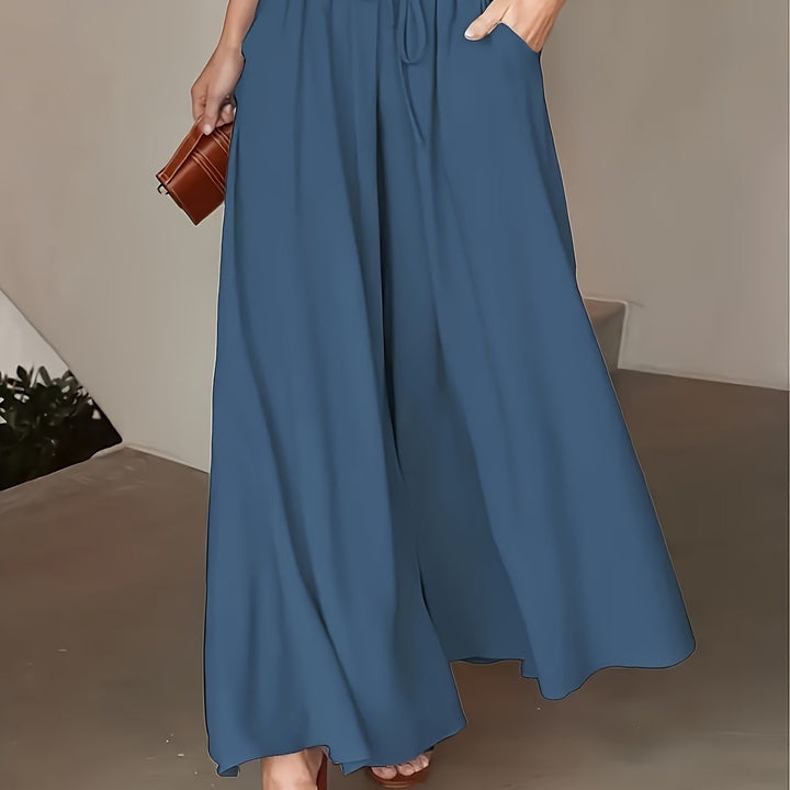 Pantaloni Palazzo Donna Vita Alta Stile Boho Comfort Estivo