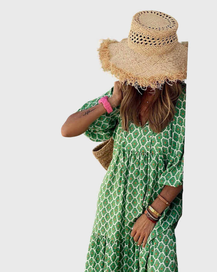 Abito Maxi Donna Linea Libera Stile Boho Romantico