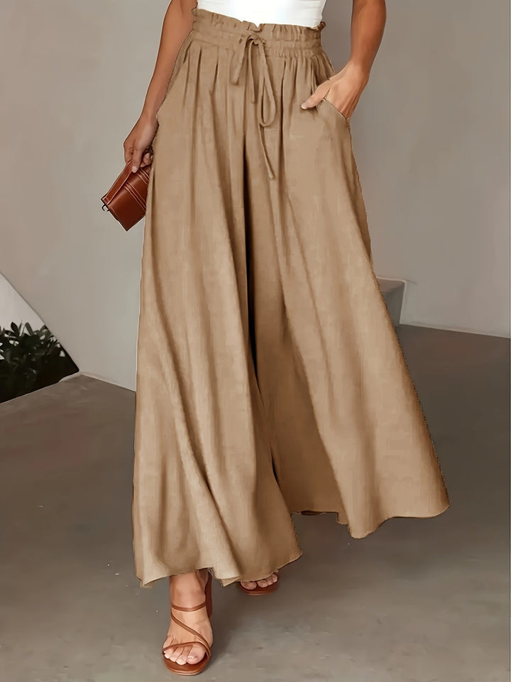 Pantaloni Palazzo Donna Vita Alta Stile Boho Comfort Estivo - Vesarelli