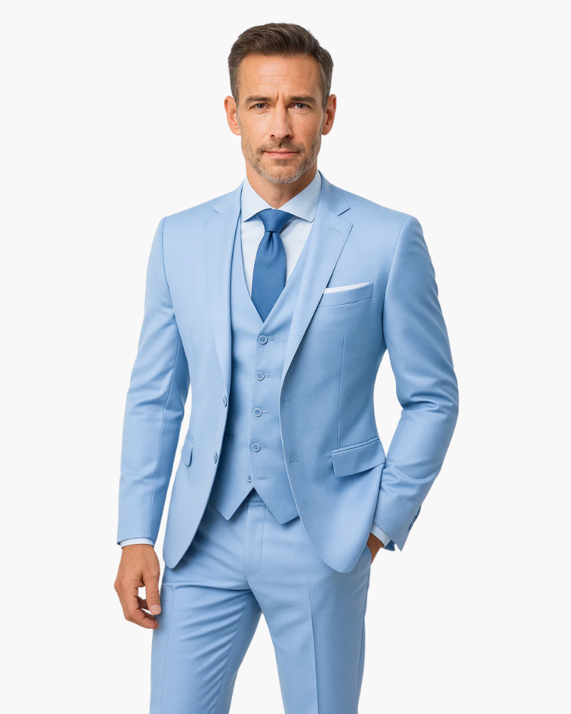 Completo Uomo Due Pezzi Tessuto Elegante Vestibilità Classica