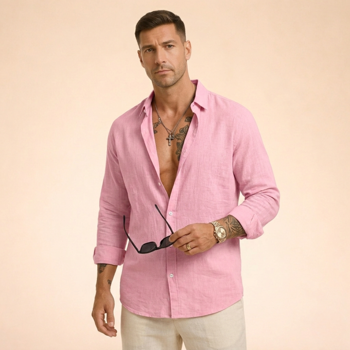 Camicie Uomo Estive Traspiranti Manica Lunga Slim Fit