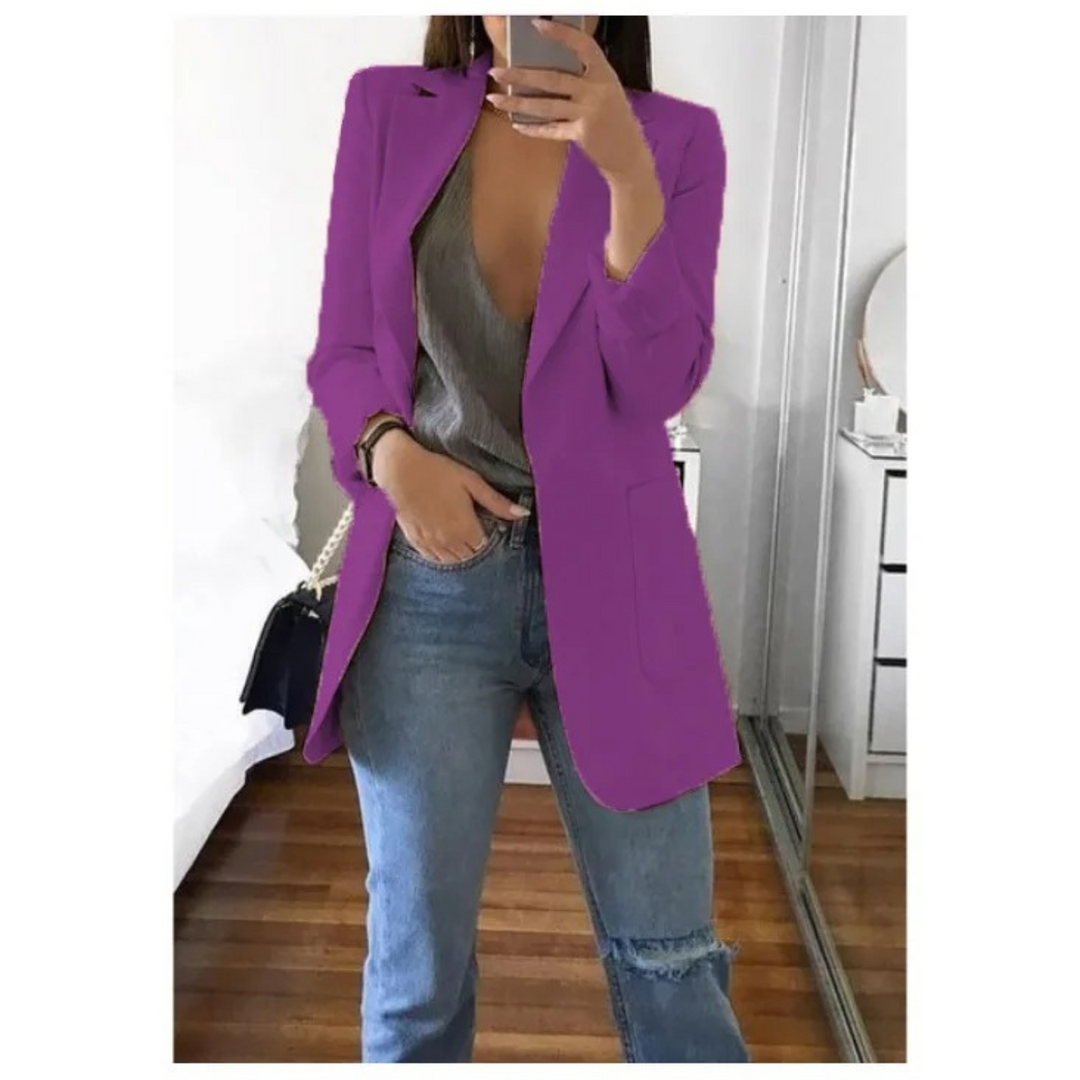 Blazer Lungo Donna Tessuto Elegante Classico