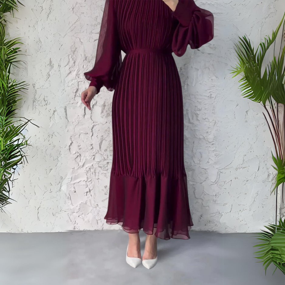 Abito da Sera Donna Elegante a Pieghe Vestibilità Classica