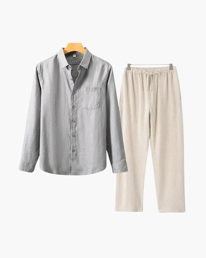 Completo Uomo Lino Maniche Lunghe Estivo Classico