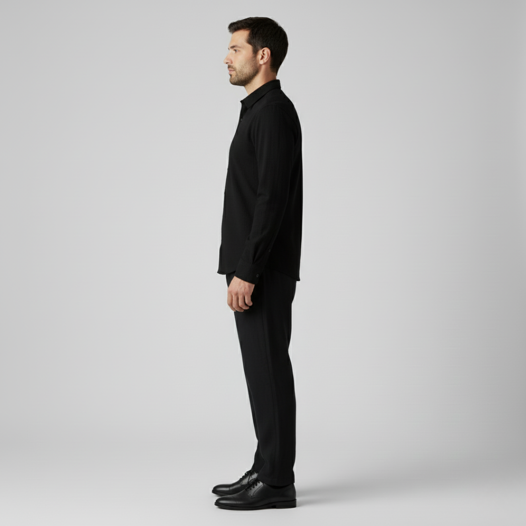 Camicia Uomo Tinta Unita Vestibilità Comoda