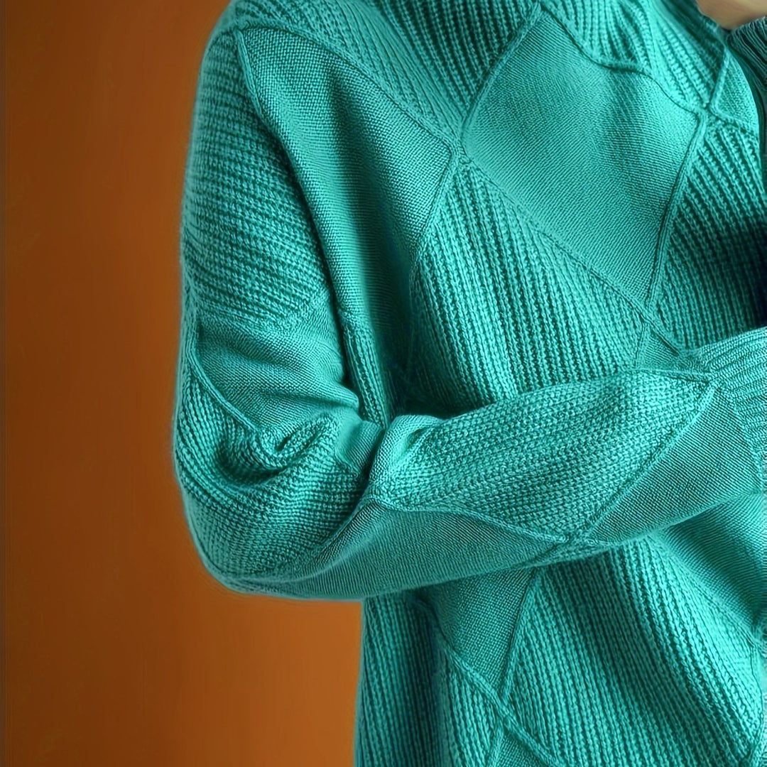 Maglione Donna Lavorato a Maglia Collo Alto