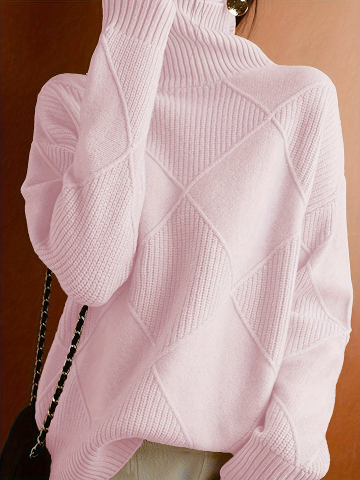 Maglione Donna Lavorato a Maglia Collo Alto