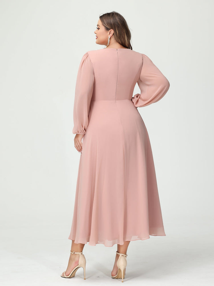 Abito Cerimonia Donna Svasato Tessuto Leggero Elegante