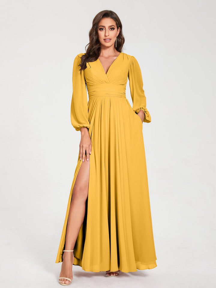 Abito Trapezio Donna Maniche Lunghe Elegante Cerimonia