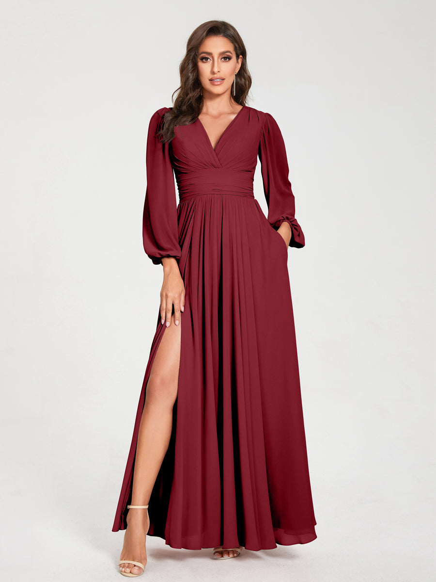 Abito Trapezio Donna Maniche Lunghe Elegante Cerimonia
