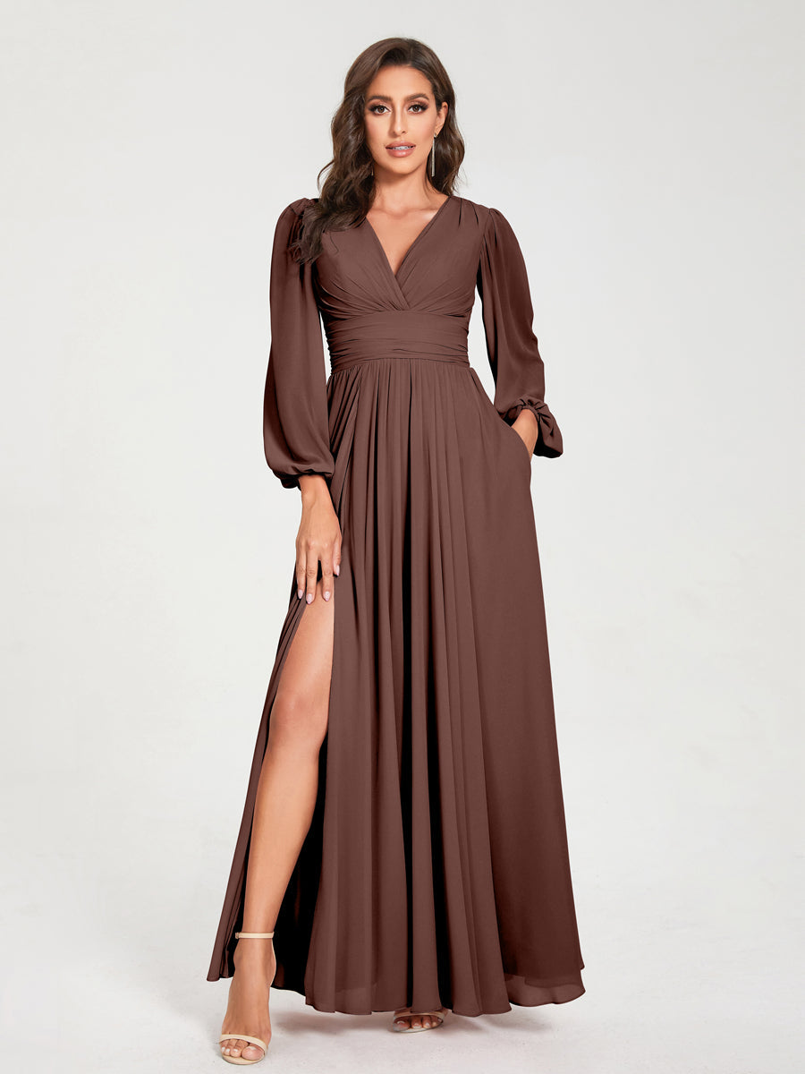 Abito Trapezio Donna Maniche Lunghe Elegante Cerimonia