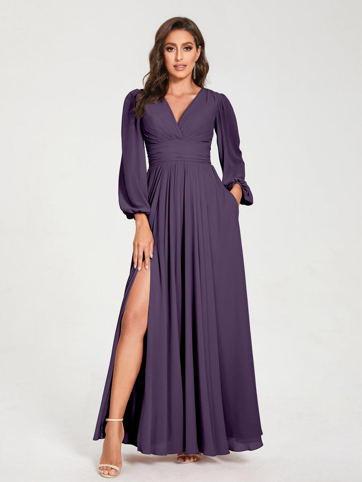 Abito Trapezio Donna Maniche Lunghe Elegante Cerimonia