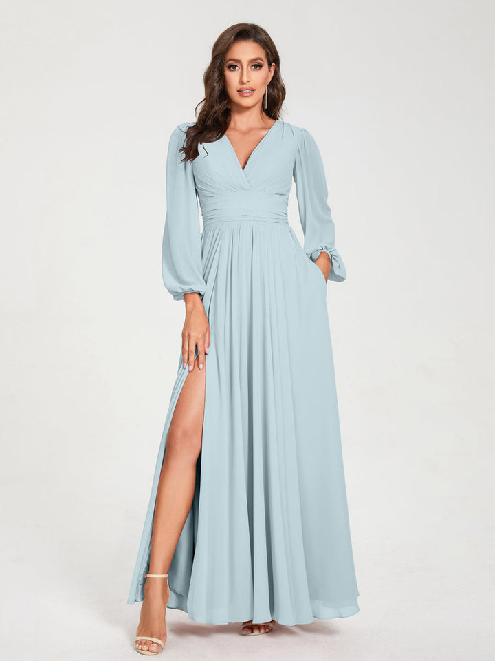 Abito Trapezio Donna Maniche Lunghe Elegante Cerimonia