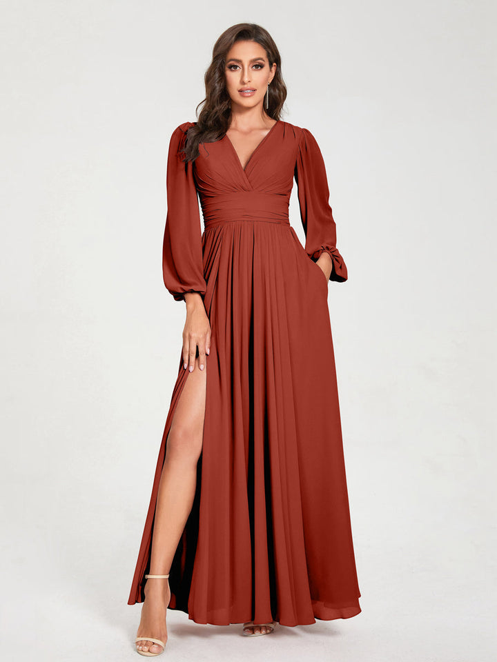 Abito Trapezio Donna Maniche Lunghe Elegante Cerimonia