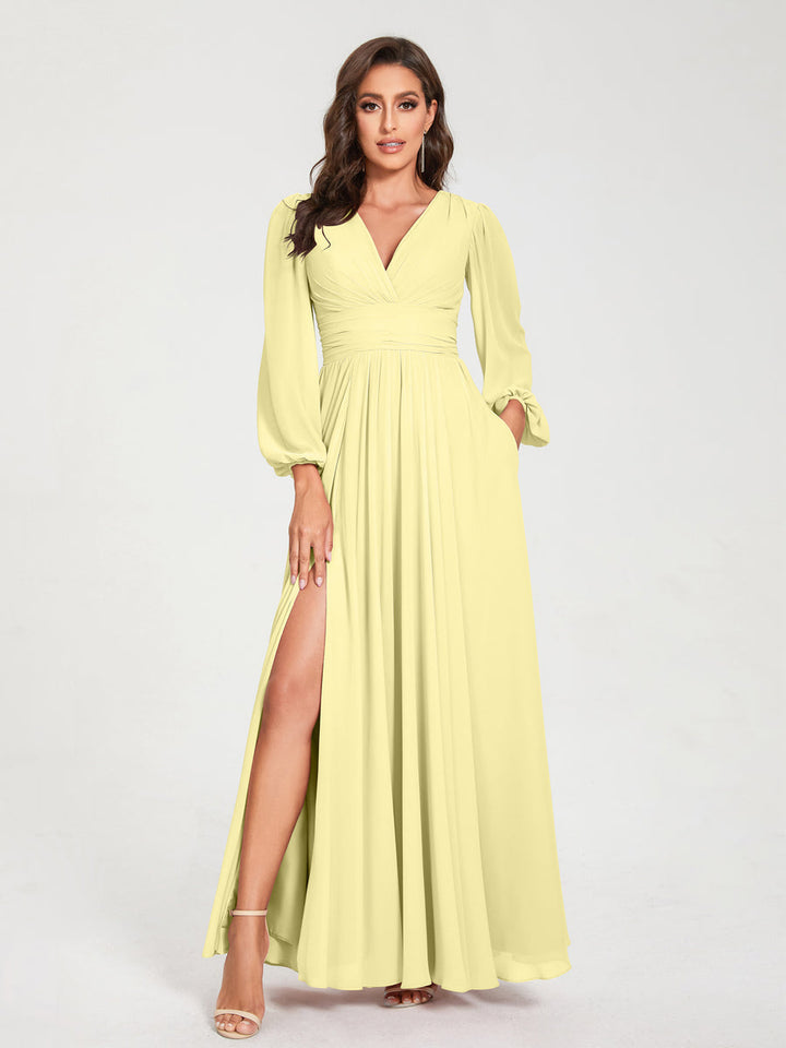 Abito Trapezio Donna Maniche Lunghe Elegante Cerimonia