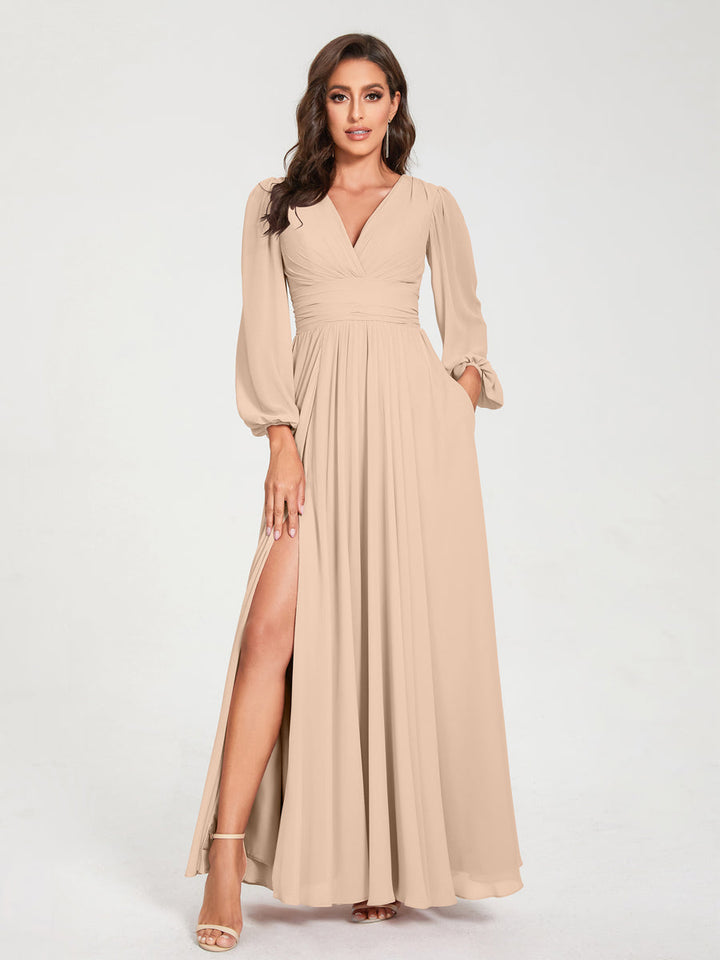 Abito Trapezio Donna Maniche Lunghe Elegante Cerimonia