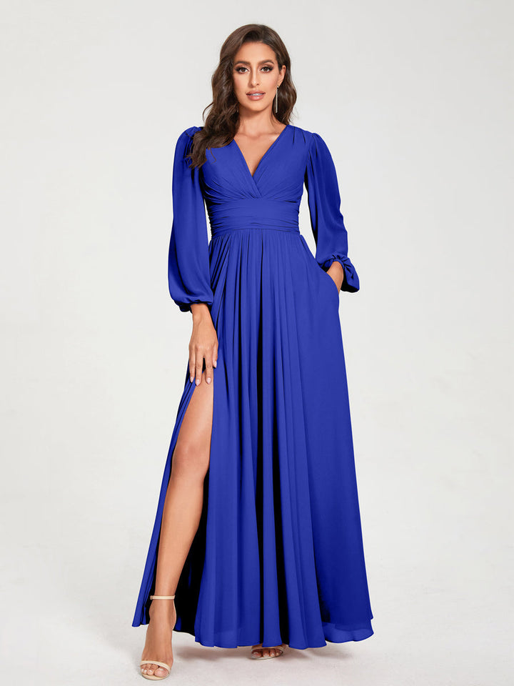 Abito Trapezio Donna Maniche Lunghe Elegante Cerimonia