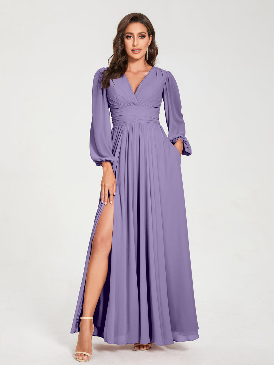 Abito Trapezio Donna Maniche Lunghe Elegante Cerimonia