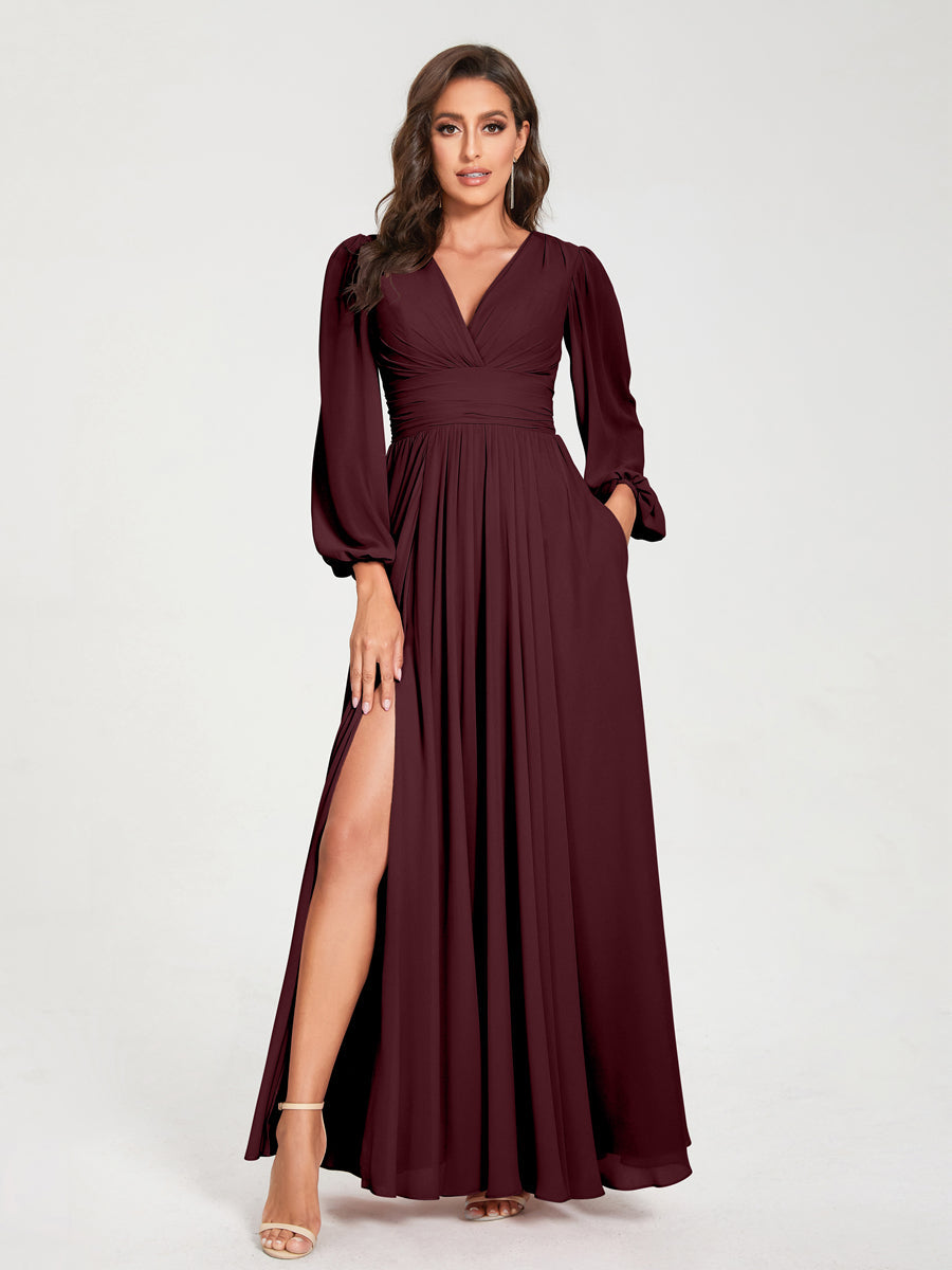 Abito Trapezio Donna Maniche Lunghe Elegante Cerimonia