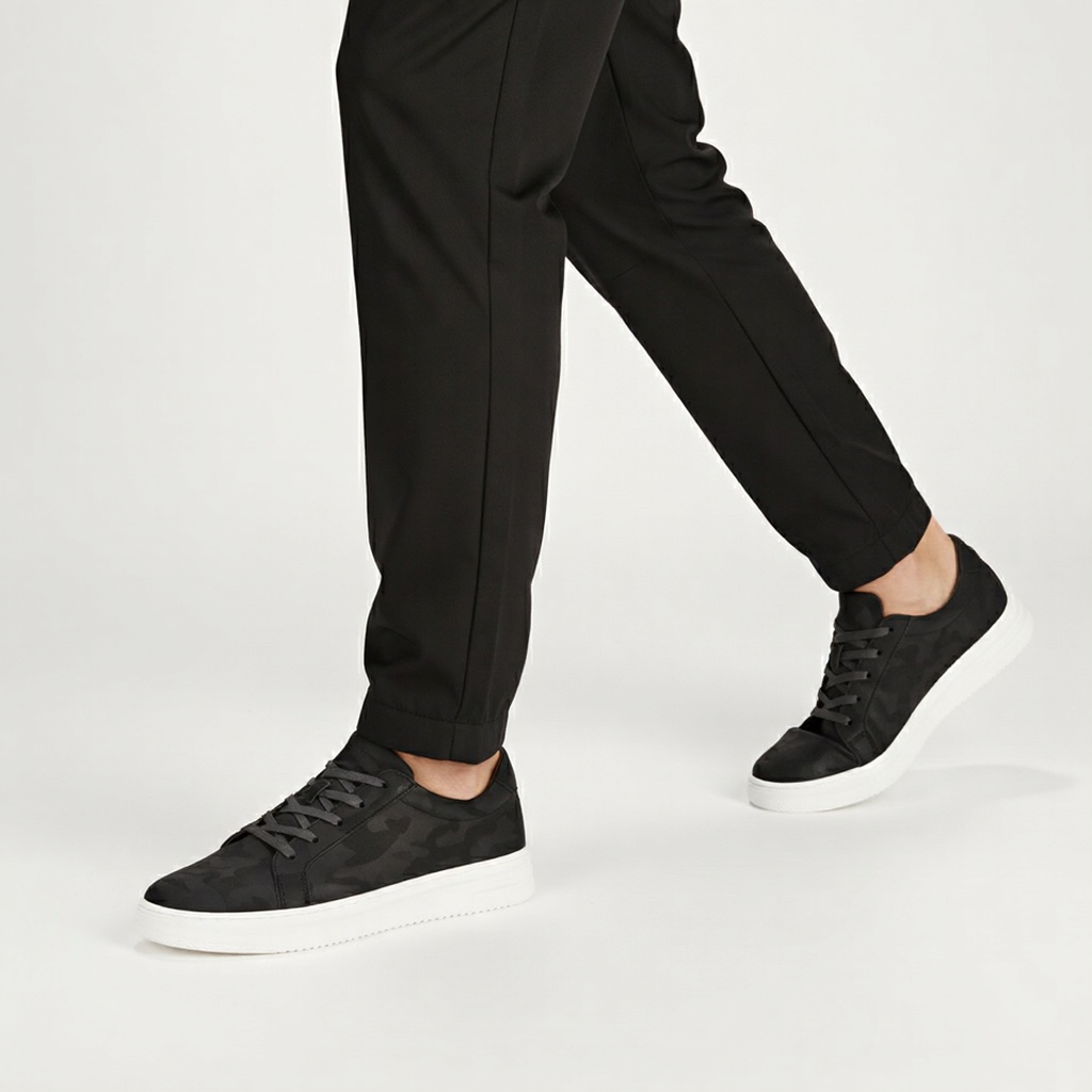 Sneakers Uomo con Rialzo Interno e Texture Morbida Comfort