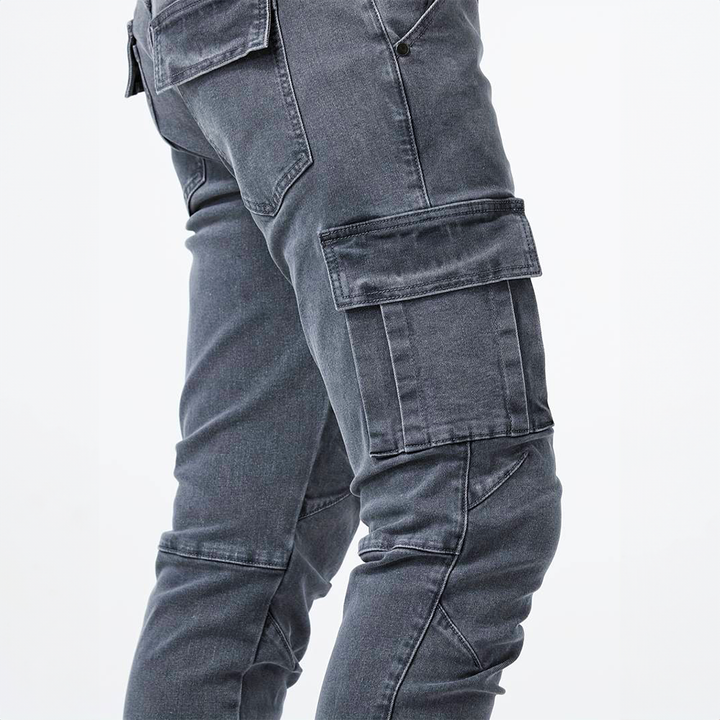 Pantaloni Cargo Uomo in Denim Elasticizzato Slim Fit