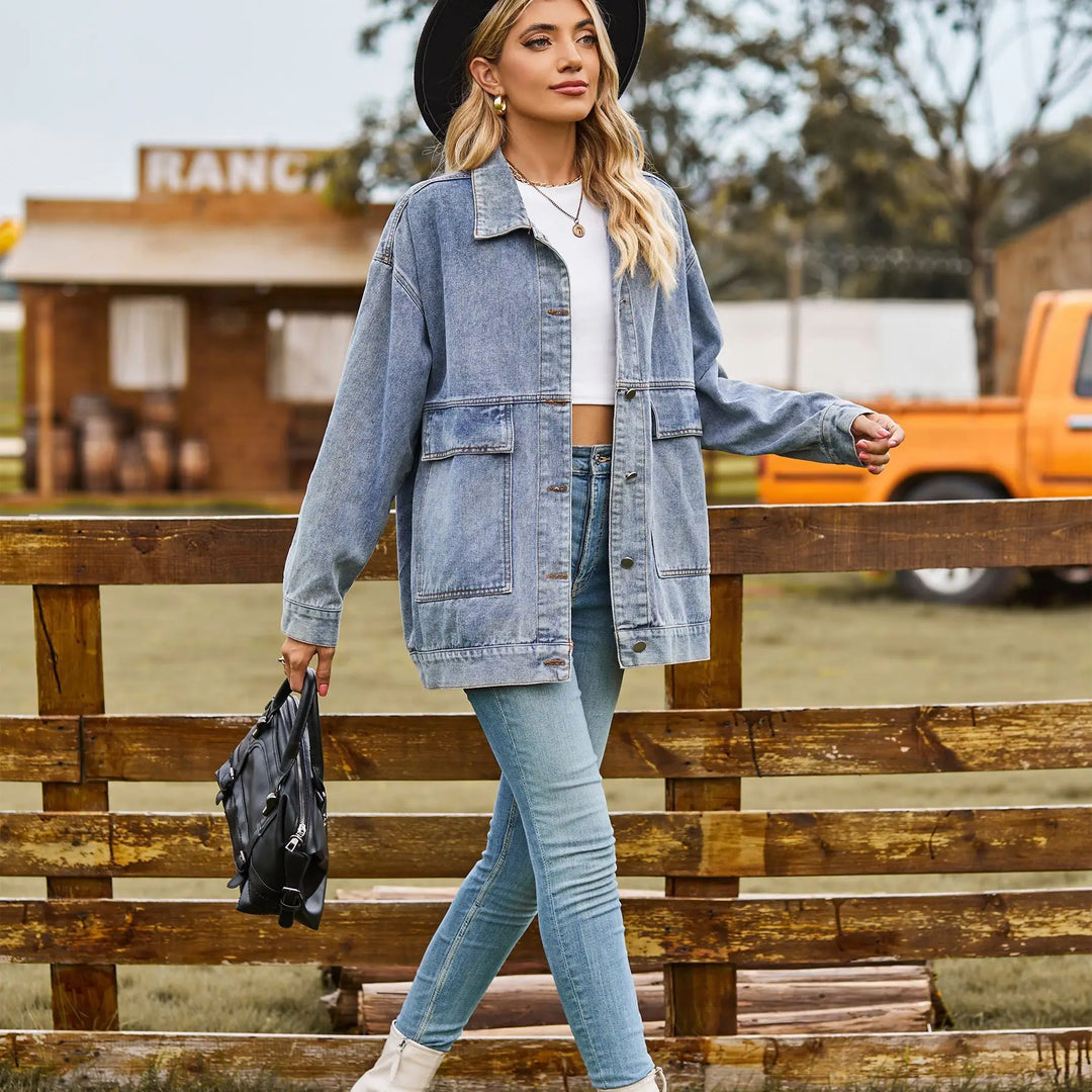 Giacca Donna in Denim Oversize Stile Classico