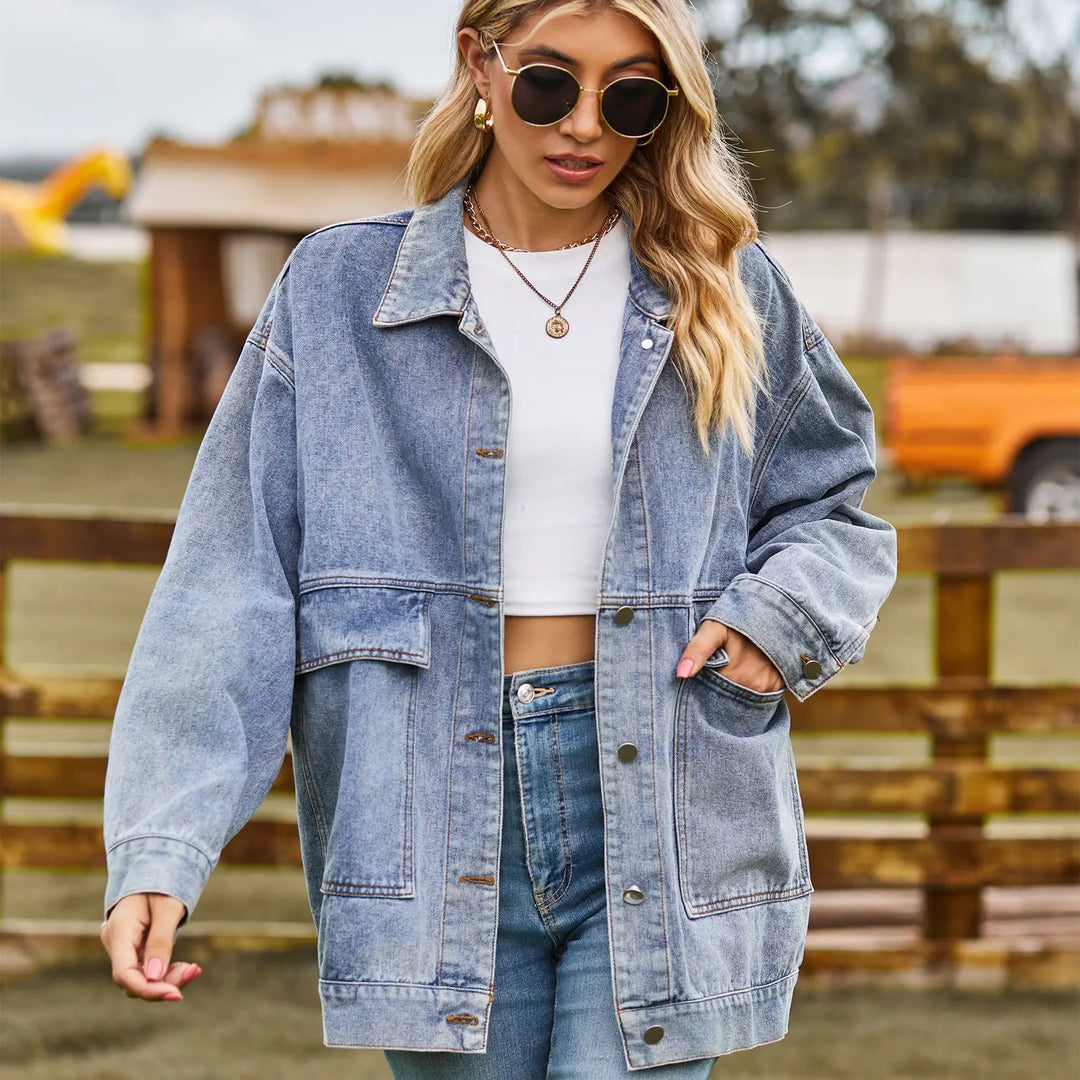 Giacca Donna in Denim Oversize Stile Classico - Vesarelli