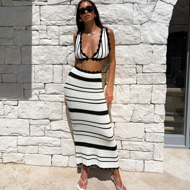 ADDISON | Chic Knitted Bohemian Beachwear Two-Piece Ensemble - Lizabella Fashion -  -  - ADDISON | Chic Knitted Bohemian Beachwear Two-Piece Ensemble - Lizabella Fashion - #tag1# - #tag2#