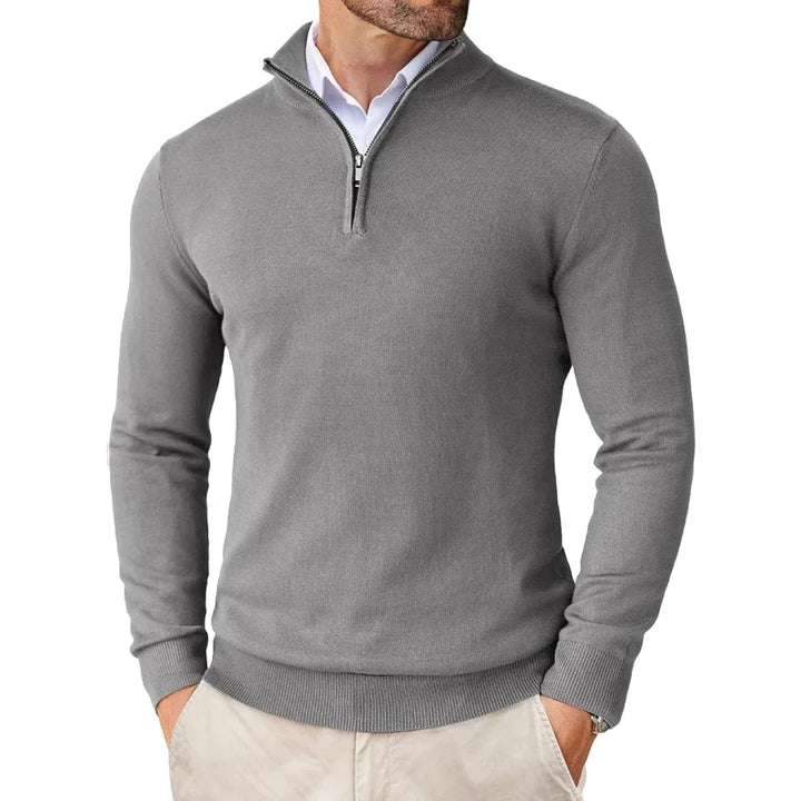 Pullover Uomo con Zip Collo Alto Morbido