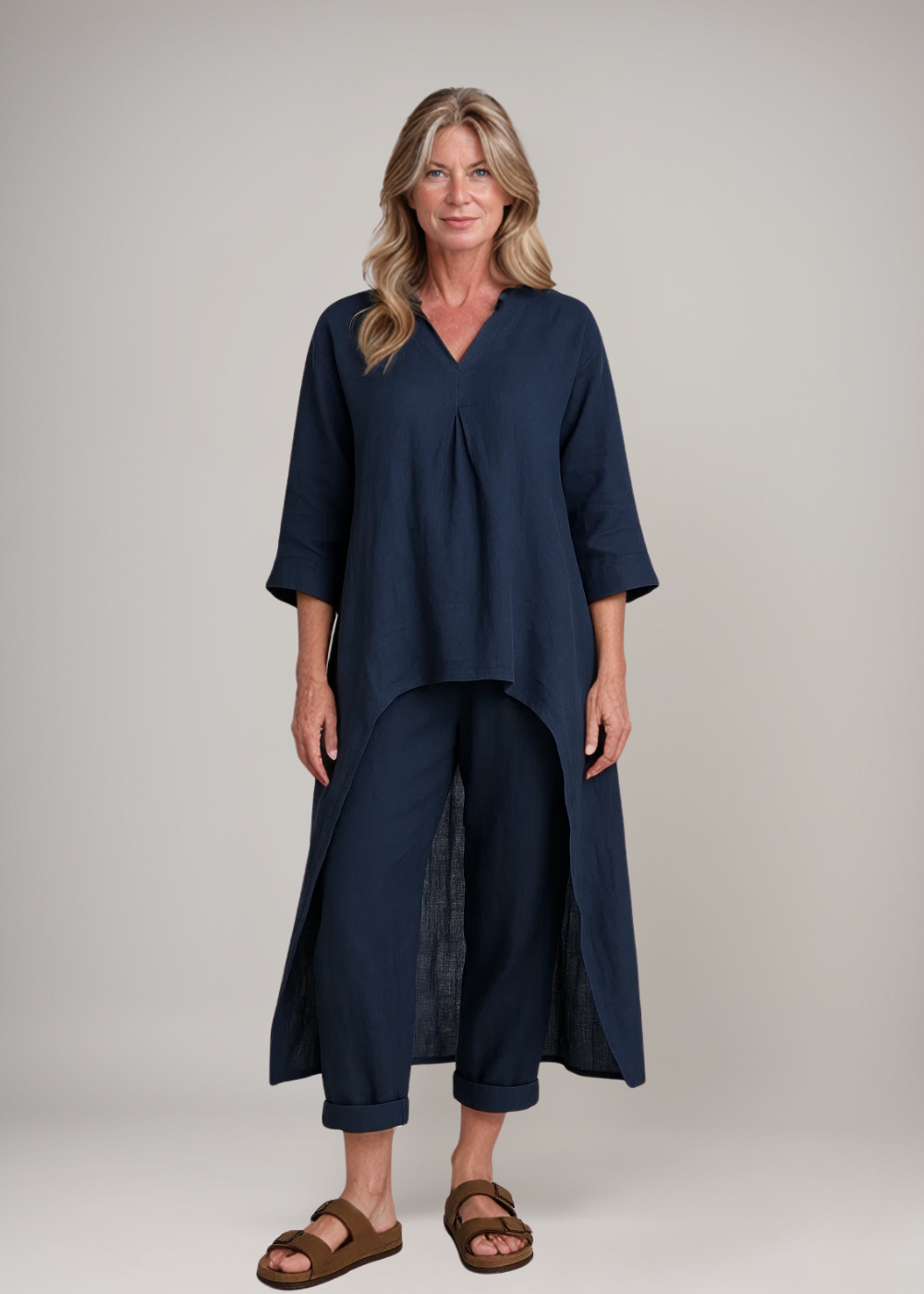 Completo Donna Tunica e Pantaloni Leggeri Casual Estivo - Vesarelli