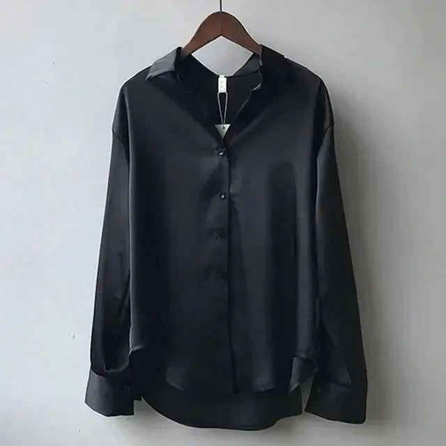 AMILY | Casual Loose Satin Blouse - Lizabella Fashion -  -  - AMILY | Casual Loose Satin Blouse-Lizabella Fashion - #tag1# - #tag2#