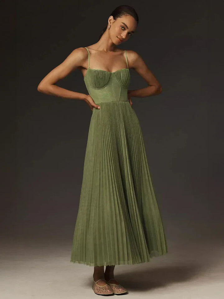 Abito Elegante Donna Corpetto Strutturato Gonna Plissettata - Vesarelli